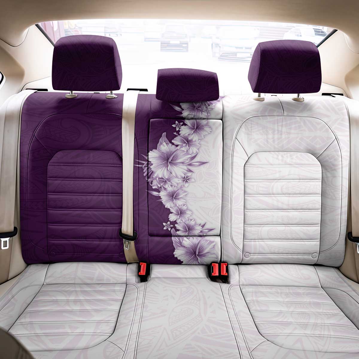 Hawaii Hibiscus Flowers Back Car Seat Cover Purple Polynesian Pattern LT05 - Polynesian Pride