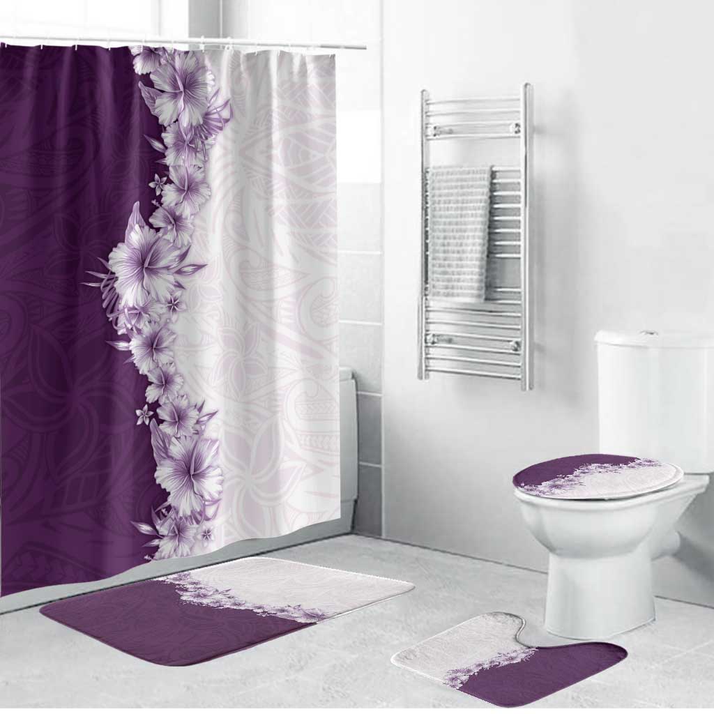 Hawaii Hibiscus Flowers Bathroom Set Purple Polynesian Pattern LT05 Bathroom Set (4 pcs) Purple - Polynesian Pride