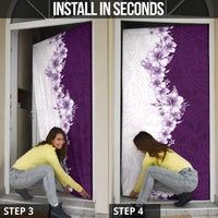 Hawaii Hibiscus Flowers Door Cover Purple Polynesian Pattern LT05 - Polynesian Pride