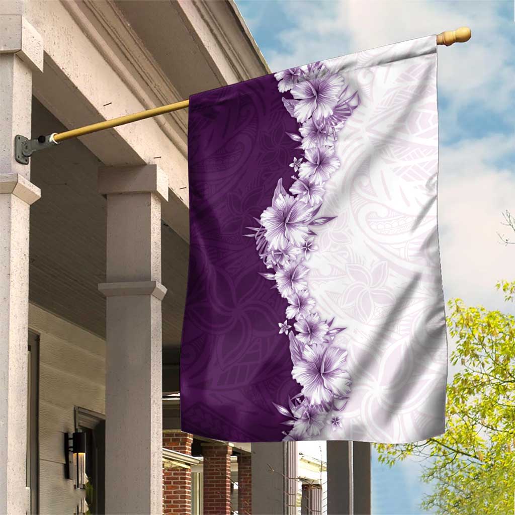Hawaii Hibiscus Flowers Garden Flag Purple Polynesian Pattern LT05 House Flag Purple - Polynesian Pride