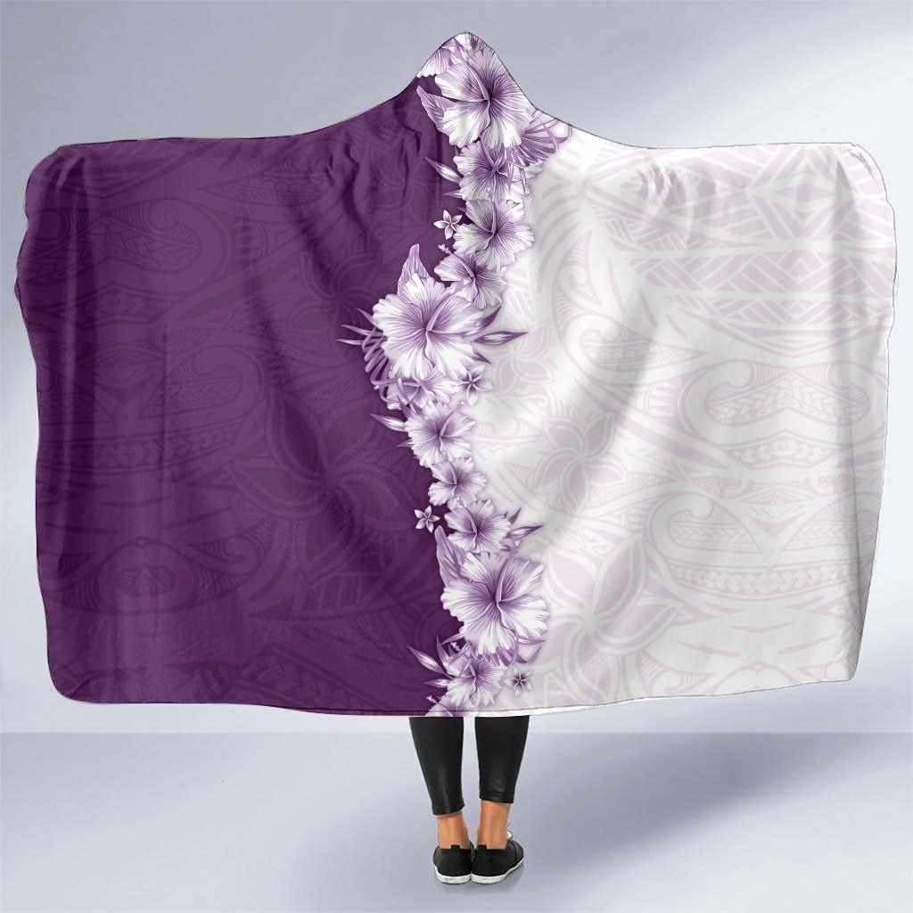 Hawaii Hibiscus Flowers Hooded Blanket Purple Polynesian Pattern LT05 One Size Purple - Polynesian Pride