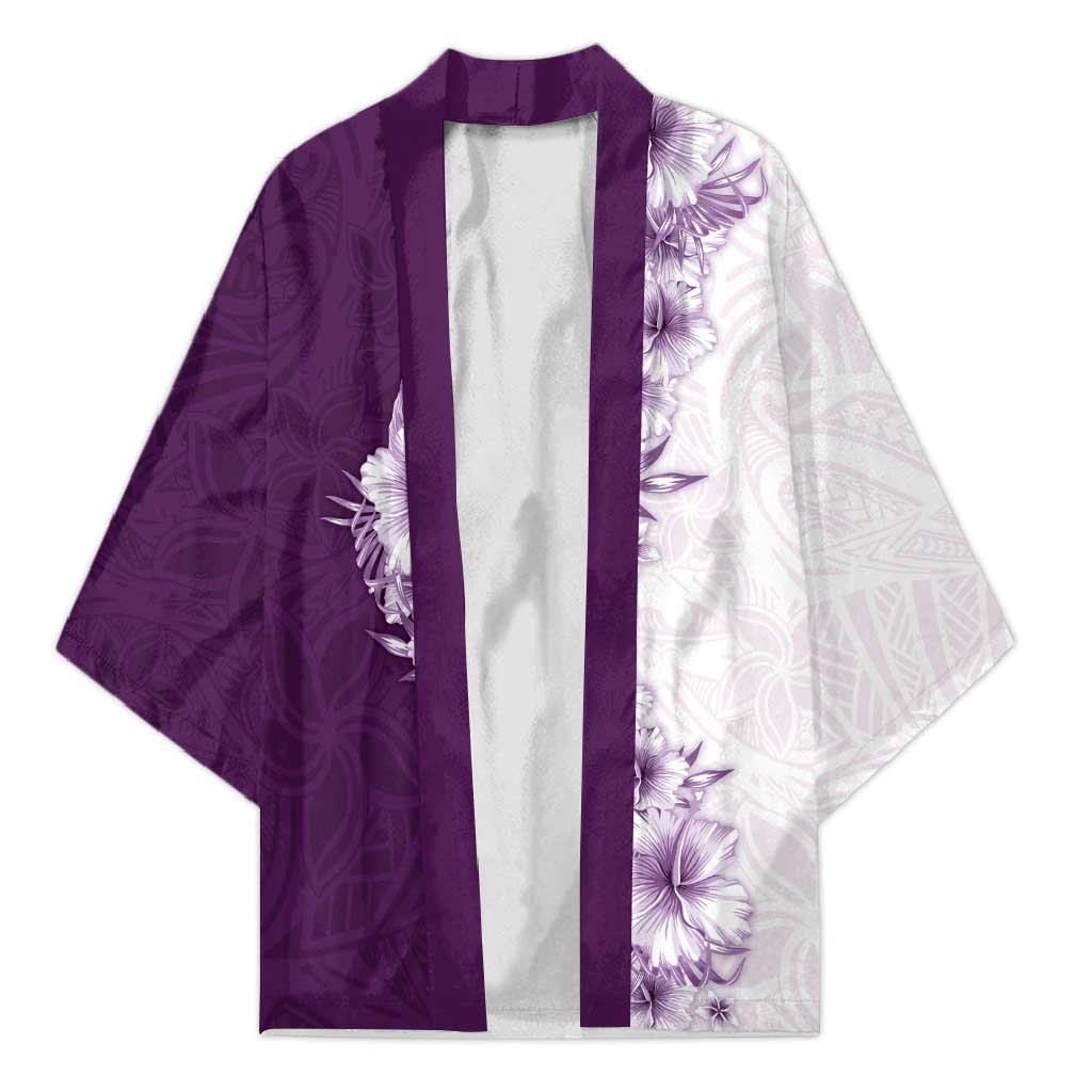 Hawaii Hibiscus Flowers Kimono Purple Polynesian Pattern LT05 Unisex Purple - Polynesian Pride