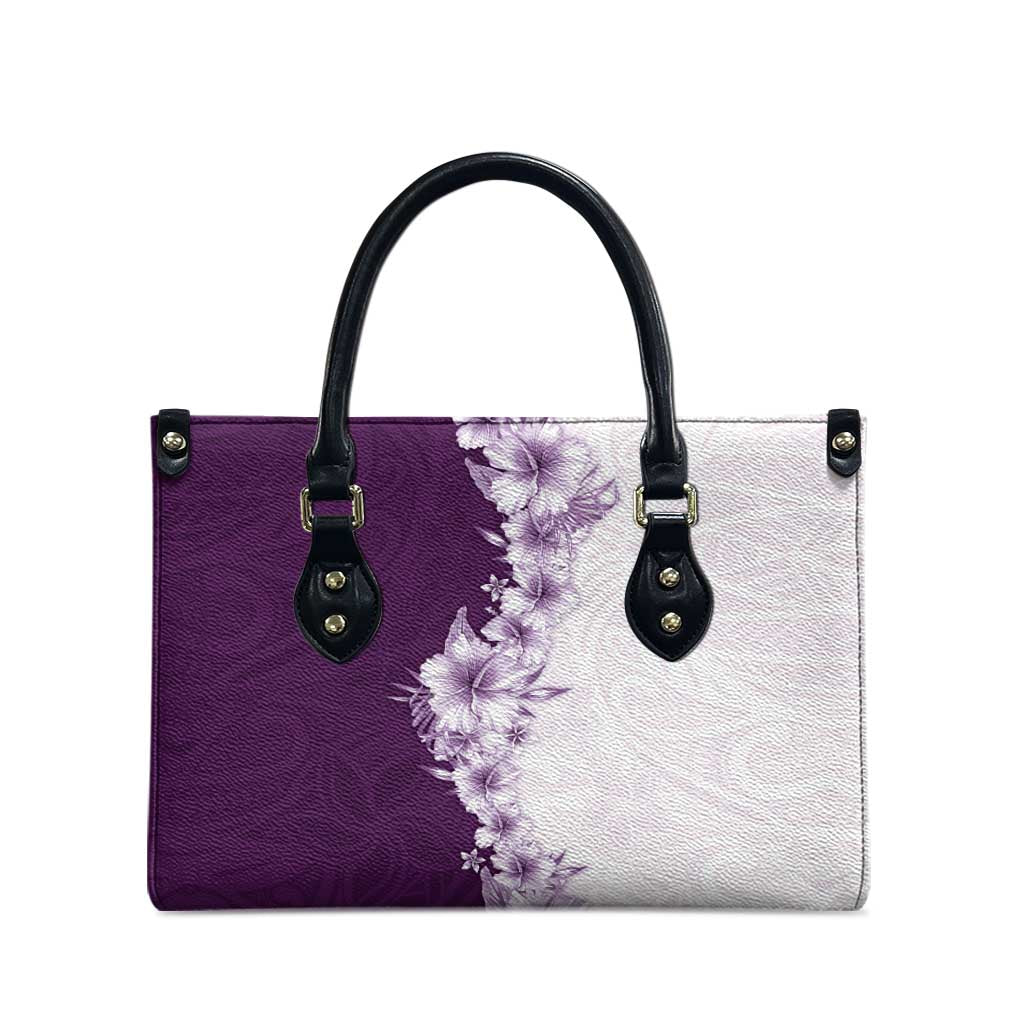 Hawaii Hibiscus Flowers Leather Bag Purple Polynesian Pattern LT05 - Polynesian Pride