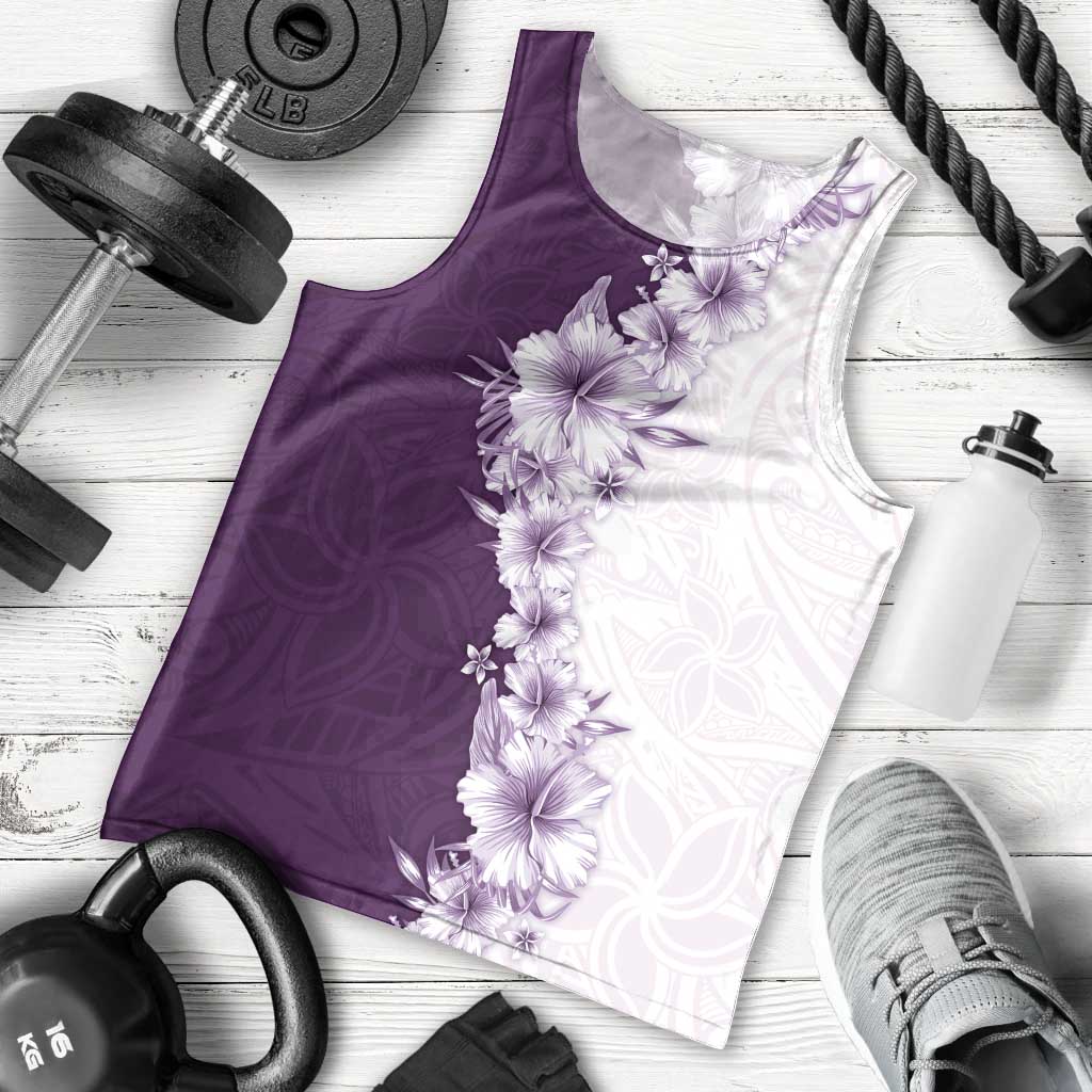 Hawaii Hibiscus Flowers Men Tank Top Purple Polynesian Pattern LT05 - Polynesian Pride