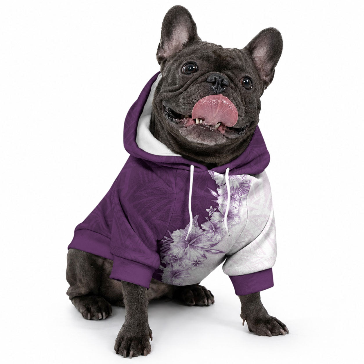 Hawaii Hibiscus Flowers Pet Hoodie Purple Polynesian Pattern LT05 - Polynesian Pride