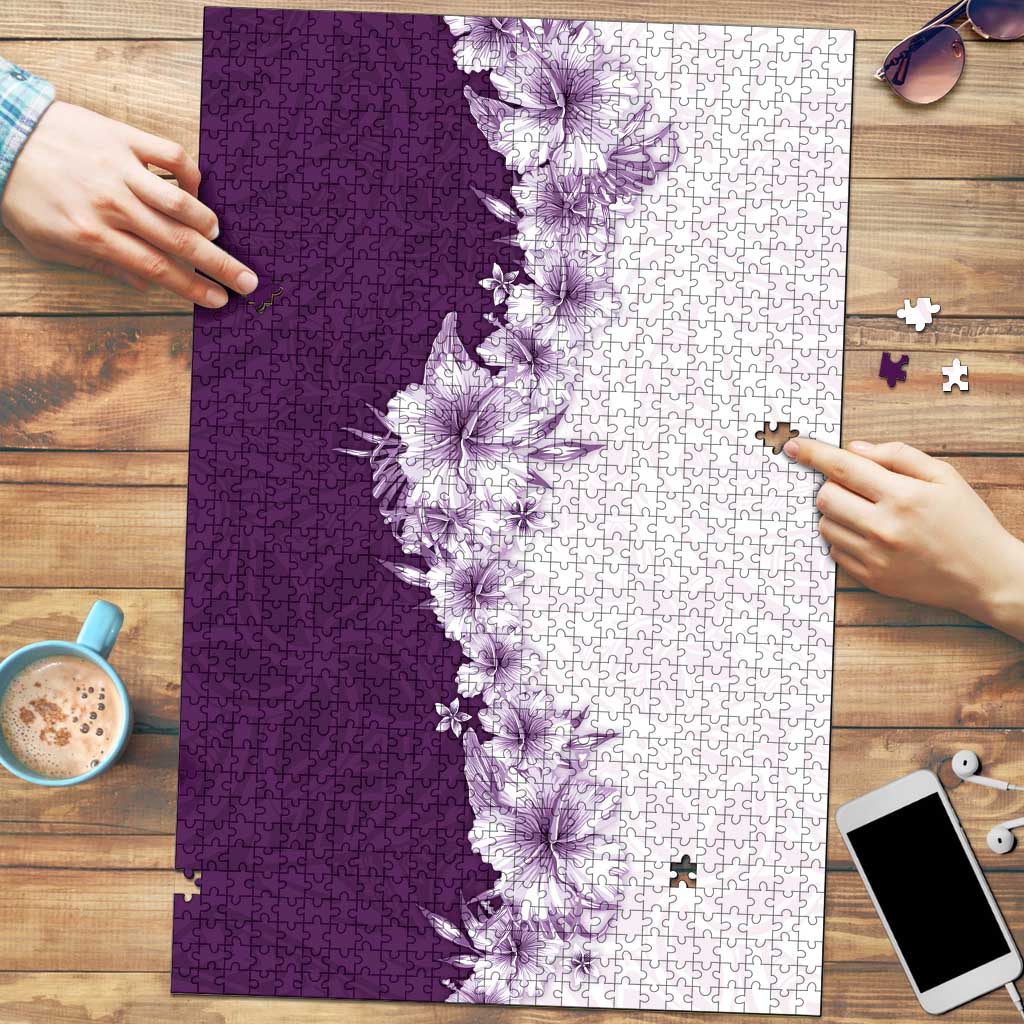 Hawaii Hibiscus Flowers Puzzle Purple Polynesian Pattern LT05 Purple - Polynesian Pride