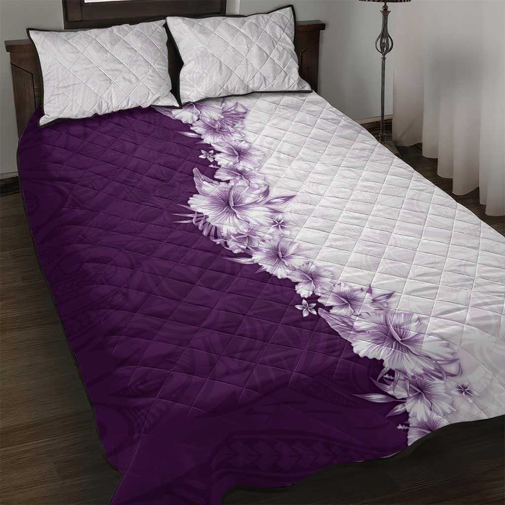 Hawaii Hibiscus Flowers Quilt Bed Set Purple Polynesian Pattern LT05 Purple - Polynesian Pride