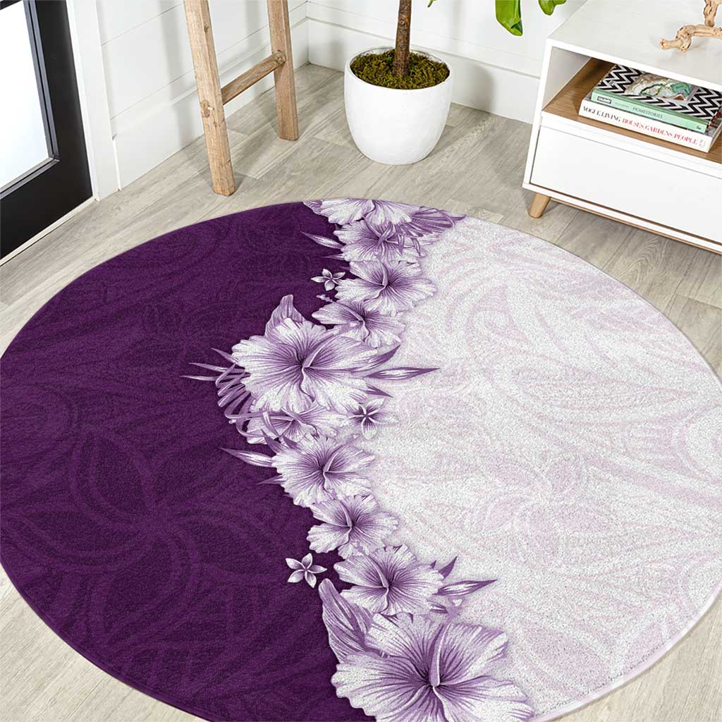 Hawaii Hibiscus Flowers Round Carpet Purple Polynesian Pattern LT05 Purple - Polynesian Pride