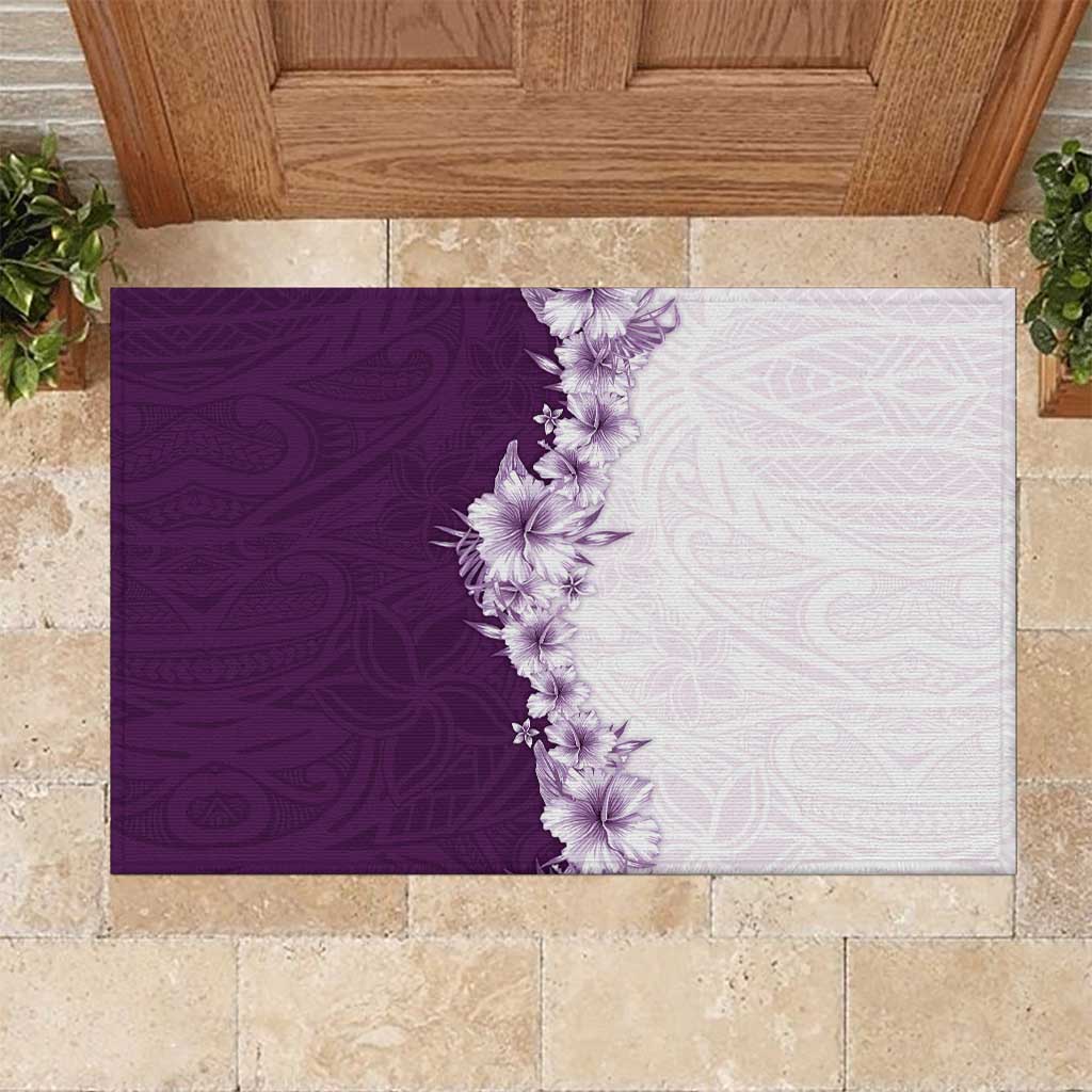 Hawaii Hibiscus Flowers Rubber Doormat Purple Polynesian Pattern LT05 Purple - Polynesian Pride