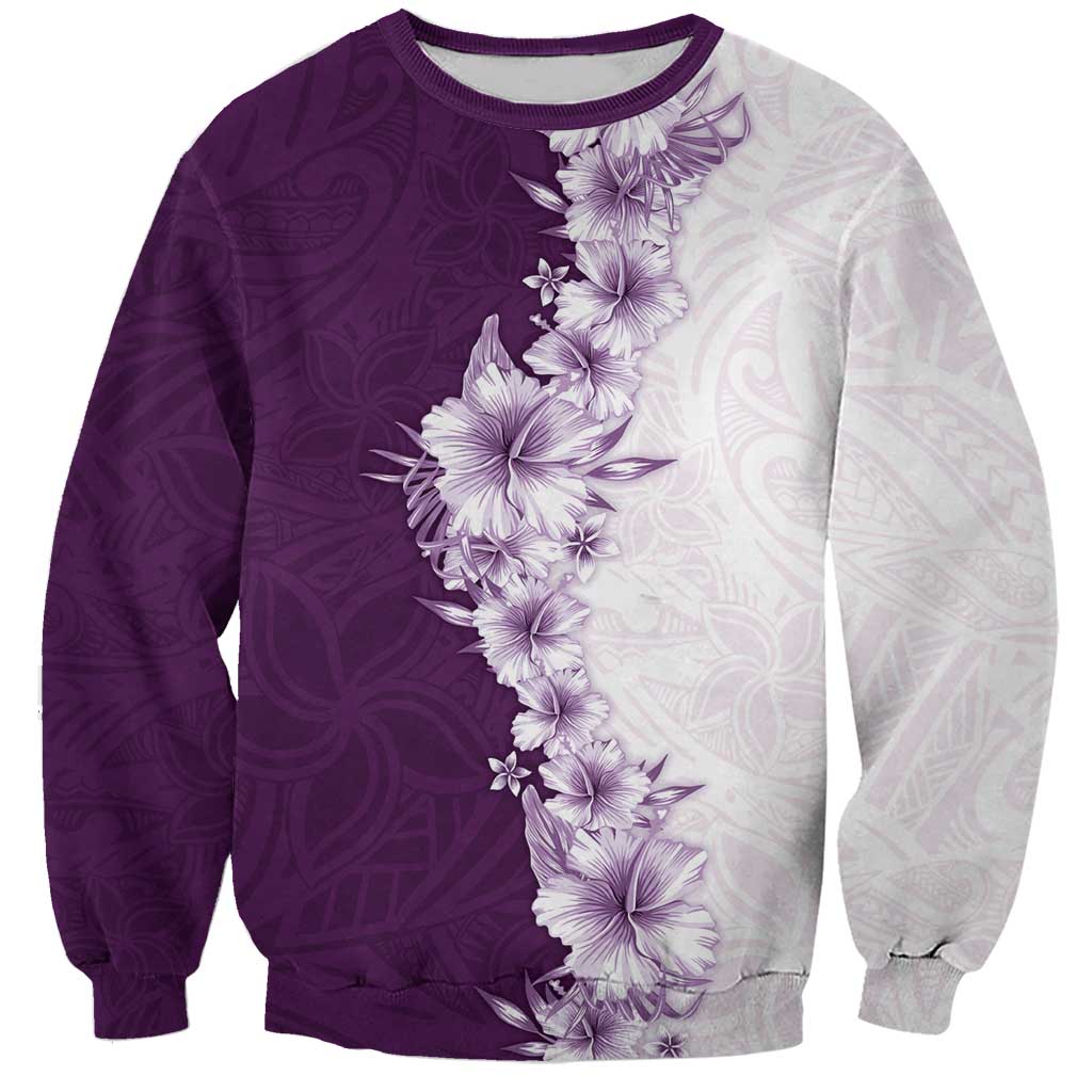 Hawaii Hibiscus Flowers Sweatshirt Purple Polynesian Pattern LT05 Unisex Purple - Polynesian Pride