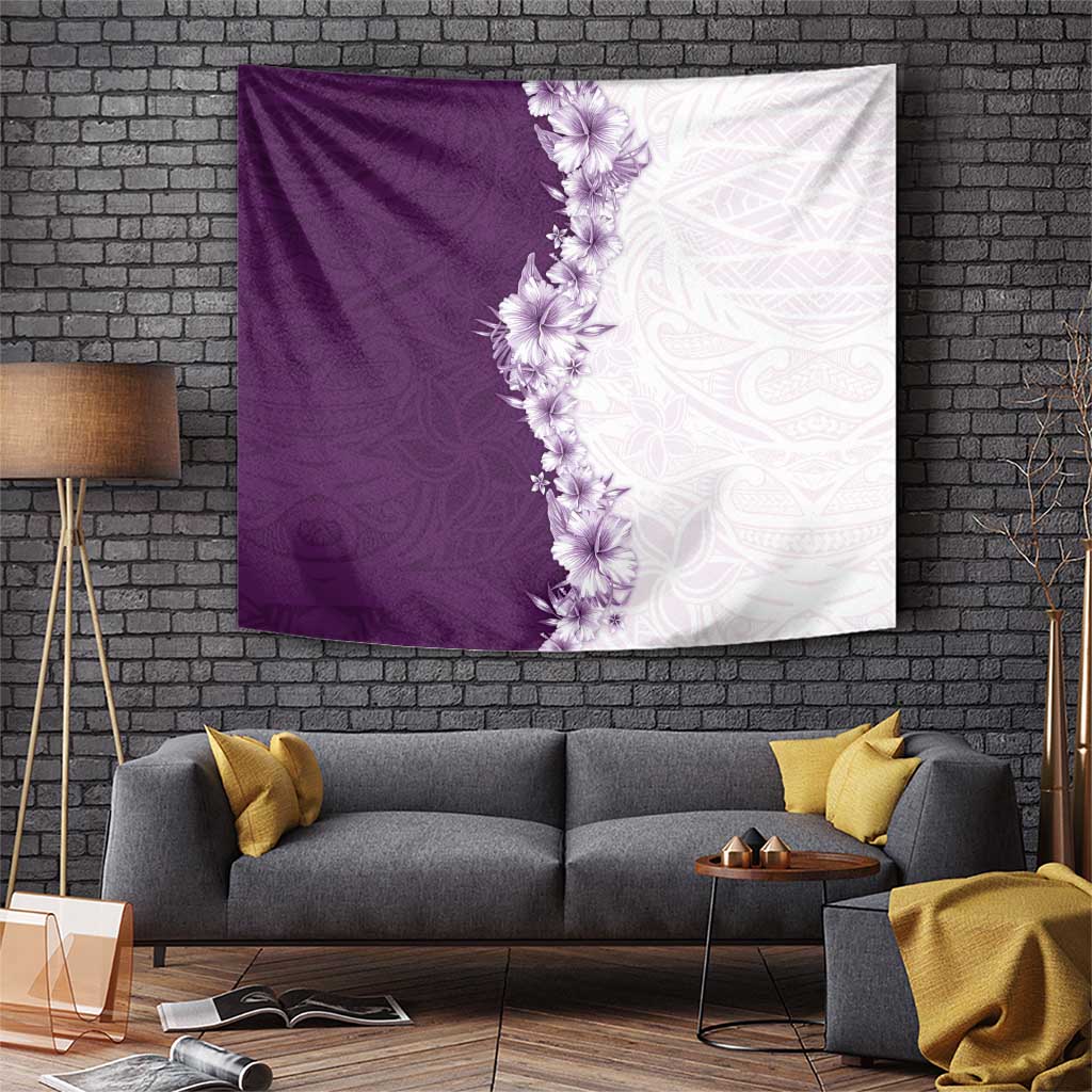Hawaii Hibiscus Flowers Tapestry Purple Polynesian Pattern LT05 Purple - Polynesian Pride