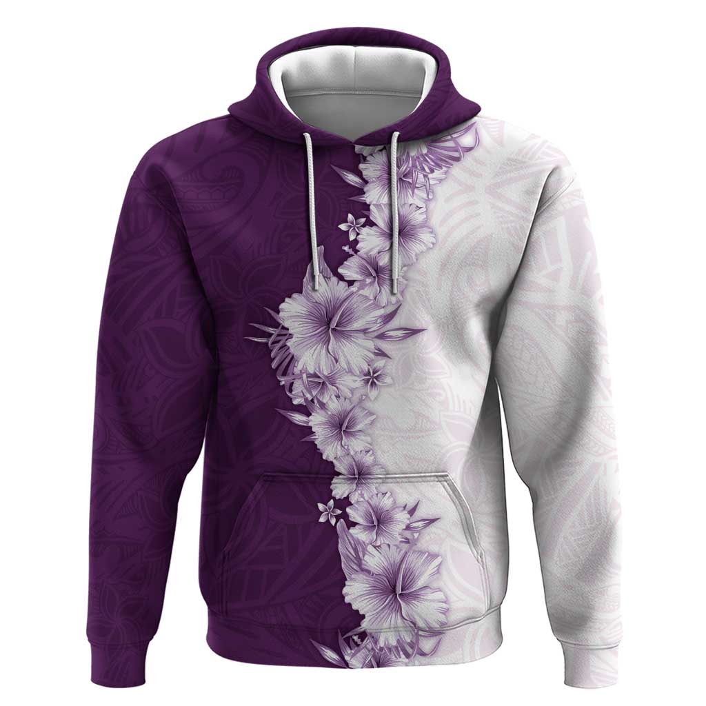 Hawaii Hibiscus Flowers Zip Hoodie Purple Polynesian Pattern LT05 Pullover Hoodie Purple - Polynesian Pride