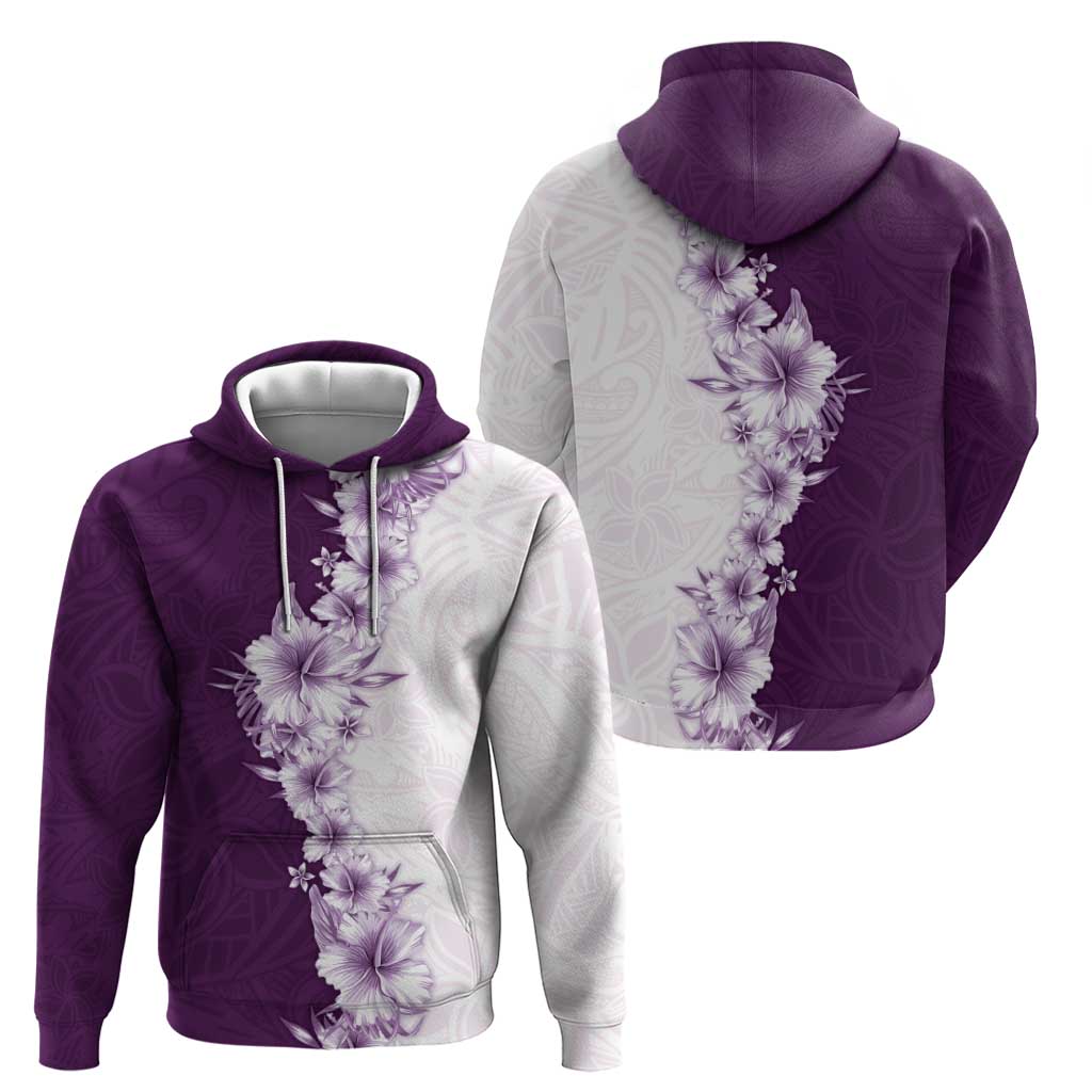 Hawaii Hibiscus Flowers Zip Hoodie Purple Polynesian Pattern LT05 - Polynesian Pride