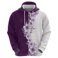 Hawaii Hibiscus Flowers Zip Hoodie Purple Polynesian Pattern LT05 - Polynesian Pride