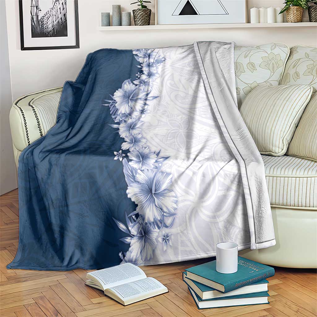 Hawaii Hibiscus Flowers Blanket Blue Polynesian Pattern LT05 Blue - Polynesian Pride