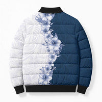 Hawaii Hibiscus Flowers Bomber Puffer Jacket Blue Polynesian Pattern LT05 - Polynesian Pride