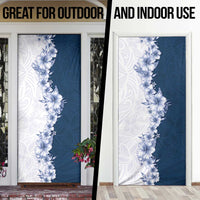 Hawaii Hibiscus Flowers Door Cover Blue Polynesian Pattern LT05 - Polynesian Pride