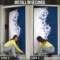Hawaii Hibiscus Flowers Door Cover Blue Polynesian Pattern LT05 - Polynesian Pride