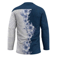 Hawaii Hibiscus Flowers Hockey Jersey Blue Polynesian Pattern LT05 - Polynesian Pride