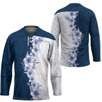 Hawaii Hibiscus Flowers Hockey Jersey Blue Polynesian Pattern LT05 - Polynesian Pride