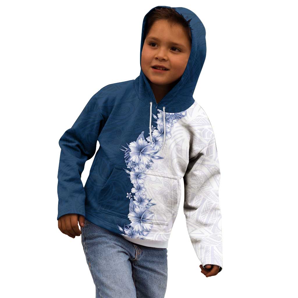 Hawaii Hibiscus Flowers Kid Hoodie Blue Polynesian Pattern LT05 - Polynesian Pride
