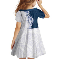 Hawaii Hibiscus Flowers Kid Short Sleeve Dress Blue Polynesian Pattern LT05 - Polynesian Pride