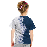 Hawaii Hibiscus Flowers Kid T Shirt Blue Polynesian Pattern LT05 - Polynesian Pride