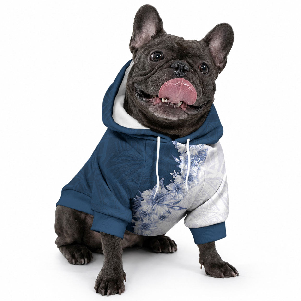 Hawaii Hibiscus Flowers Pet Hoodie Blue Polynesian Pattern LT05 - Polynesian Pride