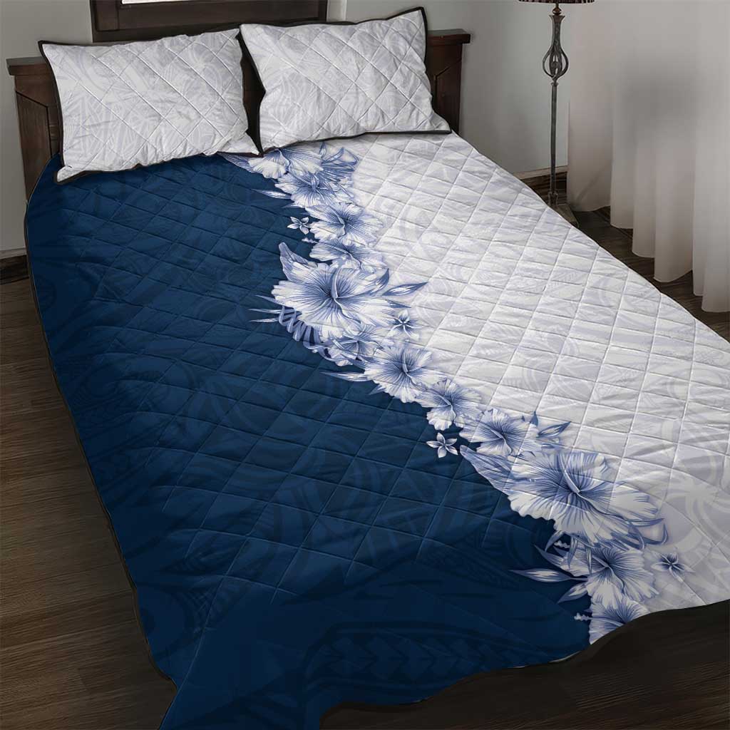 Hawaii Hibiscus Flowers Quilt Bed Set Blue Polynesian Pattern LT05 Blue - Polynesian Pride