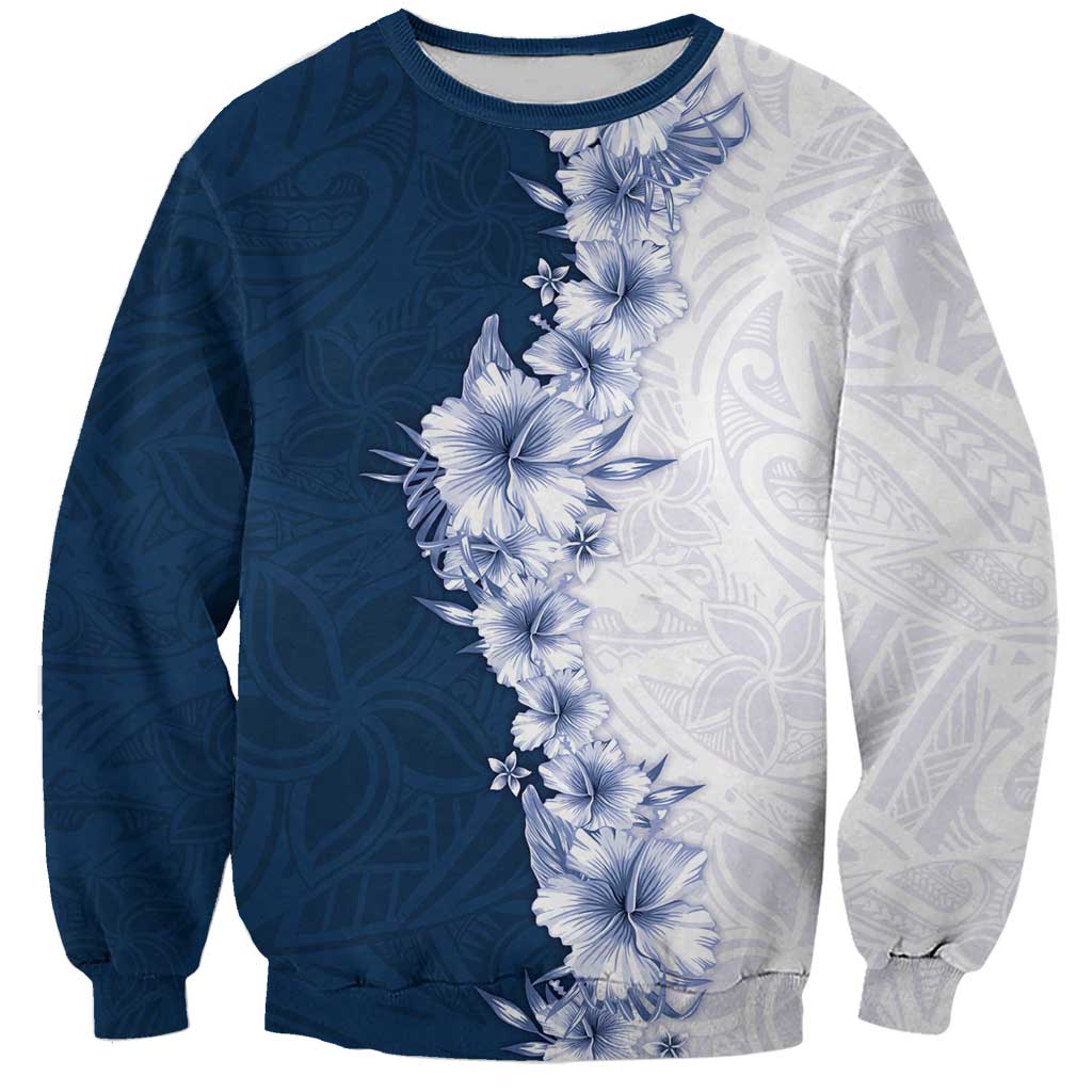 Hawaii Hibiscus Flowers Sweatshirt Blue Polynesian Pattern LT05 Unisex Blue - Polynesian Pride