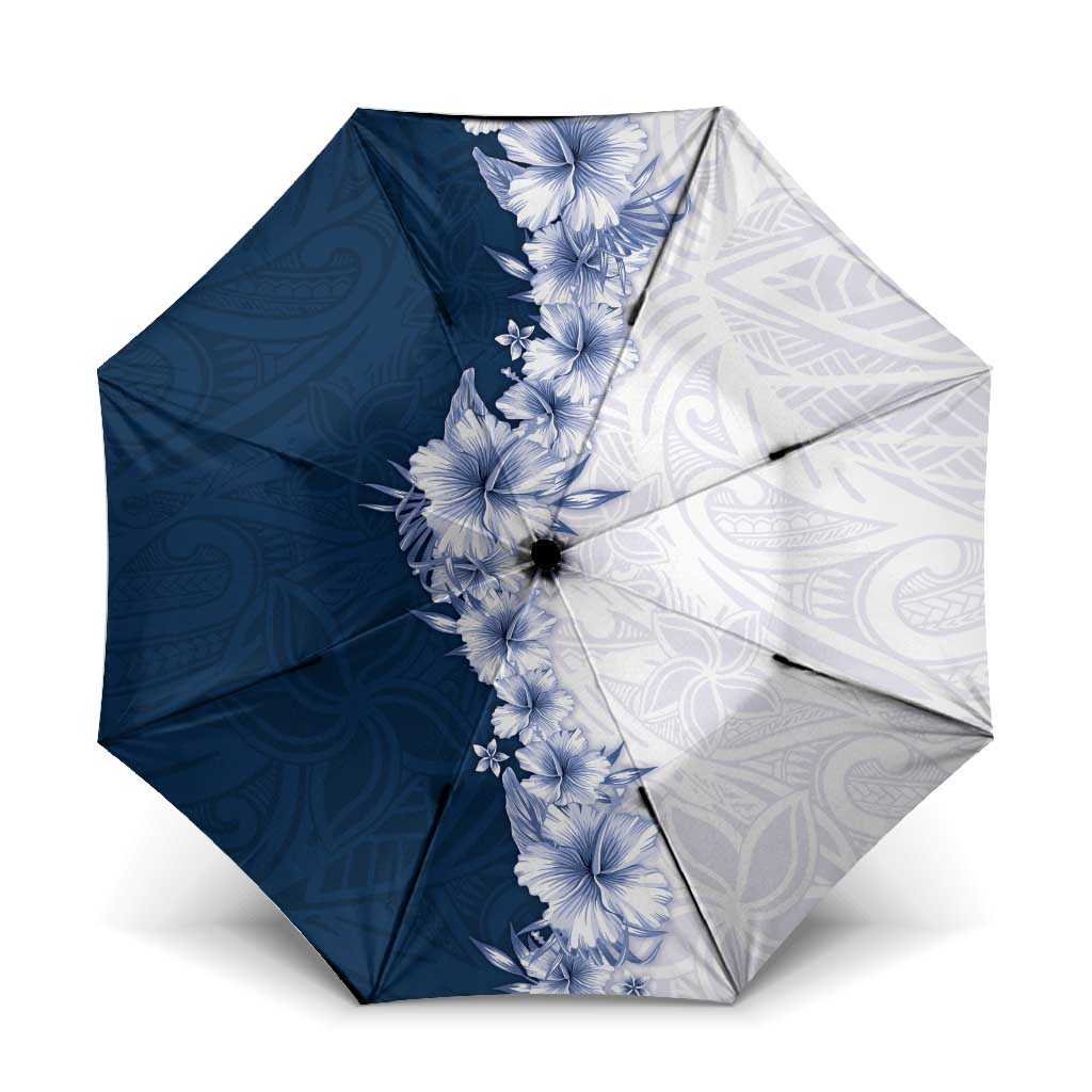 Hawaii Hibiscus Flowers Umbrella Blue Polynesian Pattern LT05 One Size Folded 11.42 inch Opened Diameter 37.4 inch Blue - Polynesian Pride