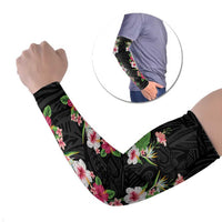 Hawaii Tropical Flowers Arm Sleeves Black Polynesian Tattoo Art LT05 Set of 2 Black - Polynesian Pride