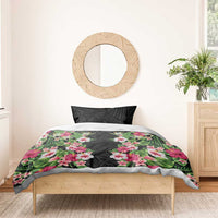 Hawaii Tropical Flowers Bedding Set Black Polynesian Tattoo Art LT05 - Polynesian Pride