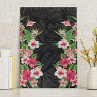 Hawaii Tropical Flowers Canvas Wall Art Black Polynesian Tattoo Art LT05 Without Frame Black - Polynesian Pride