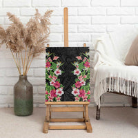 Hawaii Tropical Flowers Canvas Wall Art Black Polynesian Tattoo Art LT05 - Polynesian Pride