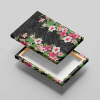 Hawaii Tropical Flowers Canvas Wall Art Black Polynesian Tattoo Art LT05 - Polynesian Pride