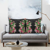Hawaii Tropical Flowers Pillow Cover Black Polynesian Tattoo Art LT05 - Polynesian Pride