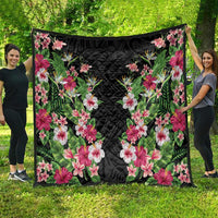 Hawaii Tropical Flowers Quilt Black Polynesian Tattoo Art LT05 - Polynesian Pride