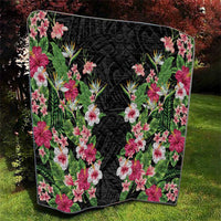 Hawaii Tropical Flowers Quilt Black Polynesian Tattoo Art LT05 - Polynesian Pride