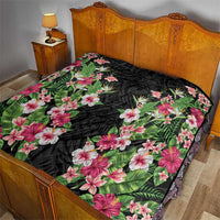 Hawaii Tropical Flowers Quilt Black Polynesian Tattoo Art LT05 - Polynesian Pride