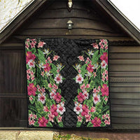 Hawaii Tropical Flowers Quilt Black Polynesian Tattoo Art LT05 - Polynesian Pride