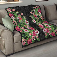 Hawaii Tropical Flowers Quilt Black Polynesian Tattoo Art LT05 - Polynesian Pride