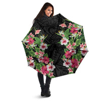Hawaii Tropical Flowers Umbrella Black Polynesian Tattoo Art LT05 - Polynesian Pride