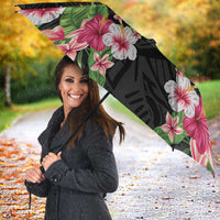 Hawaii Tropical Flowers Umbrella Black Polynesian Tattoo Art LT05 - Polynesian Pride