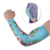 Hawaii Tropical Flowers Arm Sleeves Sky Blue Polynesian Tattoo Art LT05 Set of 2 Blue - Polynesian Pride