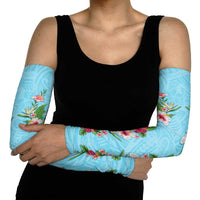 Hawaii Tropical Flowers Arm Sleeves Sky Blue Polynesian Tattoo Art LT05 - Polynesian Pride