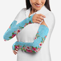 Hawaii Tropical Flowers Arm Sleeves Sky Blue Polynesian Tattoo Art LT05 - Polynesian Pride