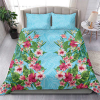 Hawaii Tropical Flowers Bedding Set Sky Blue Polynesian Tattoo Art LT05 - Polynesian Pride