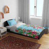 Hawaii Tropical Flowers Bedding Set Sky Blue Polynesian Tattoo Art LT05 - Polynesian Pride
