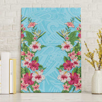 Hawaii Tropical Flowers Canvas Wall Art Sky Blue Polynesian Tattoo Art LT05 Without Frame Blue - Polynesian Pride